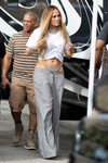 Jennifer Lopez Heads in Grey Low Pants and Thong