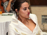 Drunk Neha Dhupia shares a flying kiss at WTA
